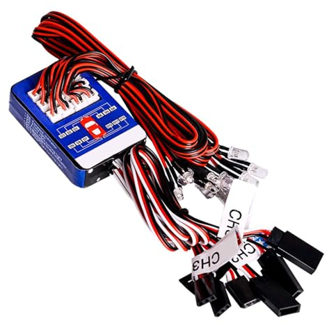 WANGCL Rc Car Lights Kit 12 LED Lenkbremsbeleuchtungssystem Kit Smart Simulation Strobe Light für Rc Car 1/10 RC Auto/LKW/Crawler