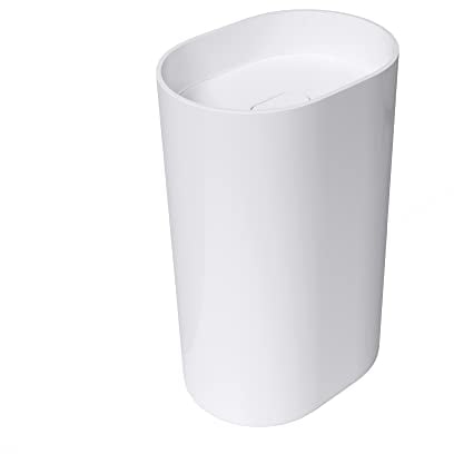 doporro Lavabo a Colonna Per Bagno Lavabo Freestanding da Terra Lavandino Monoblocco a Pavimento in Marmo Resina 55x40x85 cm Bianco Lucido, Lavabo Autoportante Senza Foro Rubinetto Colossum45