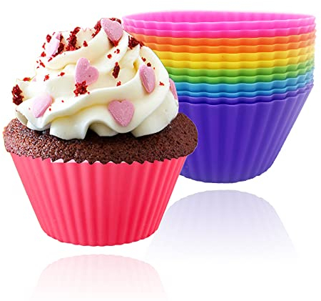 12 Stück Muffinform Silikon, 6 Farben Silikonformen, Silikon Backförmchen, Backförmchen aus Silikon, Wiederverwendbare Muffinförmchen, für Kuchen, Desserts
