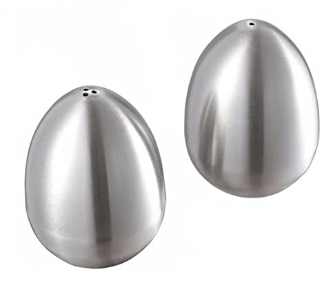 2 piezas de acero inoxidable en forma de huevo salero y pimentero dispensador de palillos de dientes de 1 agujero y 3 agujeros contenedor de especias de huevo para fiesta, hogar, cocina, restaurante,