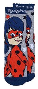 Disney Rutschfeste Socken für Kinder – Mädchensocken Ladybug – Kindersocken, grau, 23-26