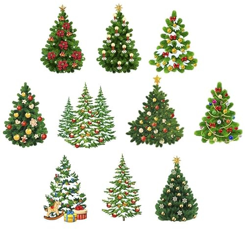 Ideen mit Herz 3-D Motive, ausgestanzt, ca. 7-10 cm, 10 Stück im Beutel | Bilder zum Basteln & Dekorieren | Grußkarten selber machen | Bildmotive für Scrapbooking & DIY-Deko (Weihnachtsbäume)