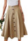 JayscreateEU Damen Midirock Lang Hohe Taille Knielang A Linie Mit Taschen Sommer Mit Falten Maxirock Herbst Mit Fransen, Khaki, XXL
