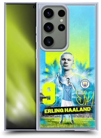 Head Case Designs Offizielle Manchester City Man City FC Erling Haaland 2023/24 Erstes Team Gelhülle [Militärischer Schutzgrad] Kompatibel Mit Samsung Galaxy S23 Ultra 5G Und Kompatibel Mit MagSafe