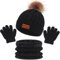 MAILEKT Ensemble Hiver Bonnet Echarpe Gant, avec Pompon, Tour de Cou avec Doublure Set Pour Enfant Garçon et Fille 2 à 6 ans
