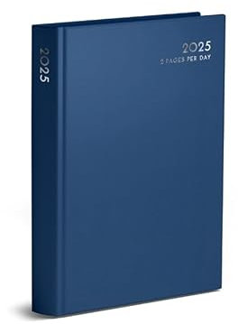 VIVAAS Agenda clásica 2024, tamaño A4, 2 páginas completas por día, agenda de citas, año de oficina, tapa dura, calendario, organizador para negocios, hogar, viajes, organización, citas, azul