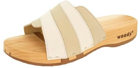 woody Damen Jenny Holzschuh, Weiss-Creme, 40 EU