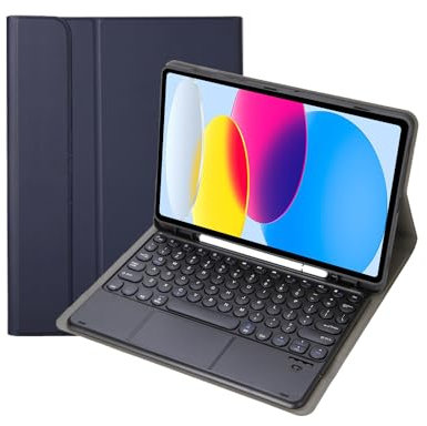 Custodia con Tastiera per Samsung Galaxy Tab A7 10.4-inch 2020 (SM-T500/T505/T507), Cover Morbida con Tastiera Bluetooth Wireless Staccabile Magneticamente,Navy with touchpad