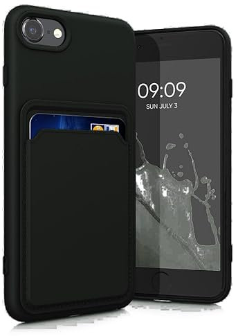 iphone 6 / 6s Case with Card Slot - Shock Absorbing Silicone Protective Cover and Wallet Function for iphone 6 / 6s 5.4 inch (Black)