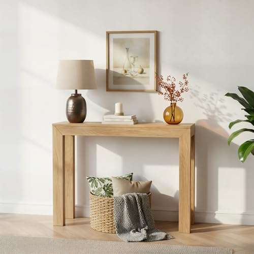 Plank+Beam Modern Solid Wood Console Table, 46.25 Inch, Sofa Table, Narrow Entryway Table for Hallway, Behind The Couch, Living Room, Foyer, Easy Assembly, Blonde