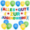 Aoiuenok Alles Gute zur Jugendweihe Girlande, Banner + 15 Pcs Bunt Luftballons, Jugendweihe Party Deko Set Mädchen Junge Endlich Erwachsen Deko