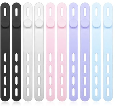 10 Fascette Forate in Silicone Riutilizzabili - Organizer Multiuso per Cavi