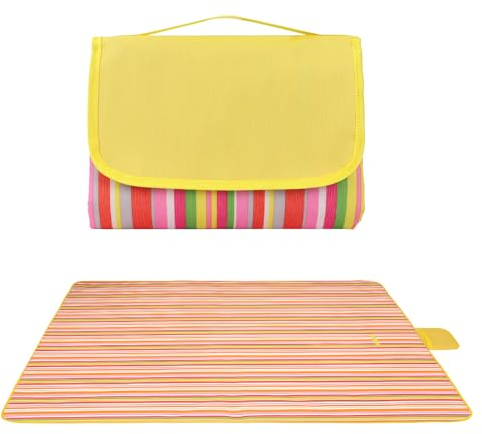 Qoosea Couverture de Pique-Nique 200x200 CM, Tapis de Pique-Niques Pliable avec Envers Imperméable, Tapis de Plage et Lavable avec Poignée, Nappe Picnic pour la Randonnée Voyage Camping Parc -Coloré