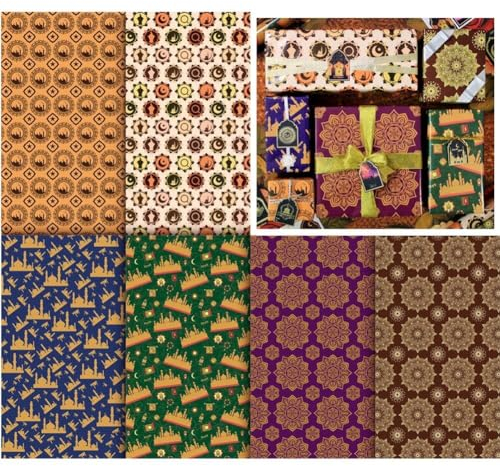 Luxylei Muslimisches Geschenkpapier, Ramadan-mond-moschee-Muster, Geschenkpapier, Eid Mubarak-Geschenkpapier Für Party