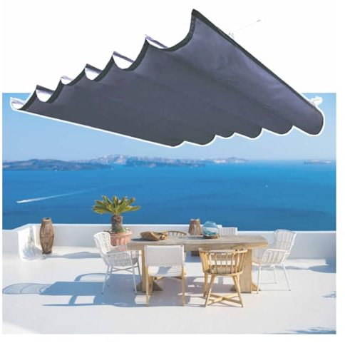 XPLKQXE Copertura Retrattile per Pergola Personalizzata, Copertura di Ricambio Ombra Onda Vela,Protezione Solare Vela Parasole,Garage Ponte Cortile Tenda