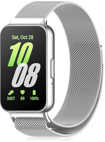 CHANRASI Métal Bracelet Compatible avec Bracelets Samsung Galaxy Fit 3 Hommes femmes,Bracelet Magnétique pour Samsung Galaxy Fit 3,Argent