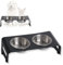 PETLINUS Gamelle Chat Surélevée et Inclinée Double - Gamelle Acier INOX avec Support en métal - Incliné à 15º- Gamelle Chiot, Chien Petit ou Bol Chat, Mangeoirs et Abreuvoirs - Noir