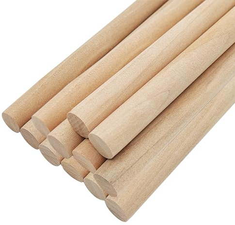 12Pcs 1/2 x 12 Inch Wooden Dowel Rods, 1.26 cm x 30 cm Wooden Dowels Wooden Sticks for Crafts, Hardwood Rod, Precut Sticks for Tiered Cake Support, Arts DIY, Grooved Fluted, Carpentry