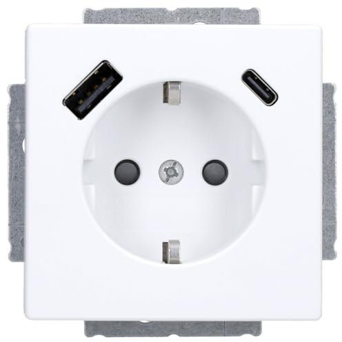 Busch-Jaeger 20 EUCB2USBAC-884 SCHUKO®-/USB-A+C Steckdose Safety+ Studioweiß Matt Plattform 63 2CKA002011A6310