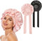 Catelves 2 Stück Seidenhaube zum Schlafen Lange Haare, Silk Bonnet Bequem und Weich, Bonnet Seide, Hair Bonnet, Schlafhaube Seide Verstellbares Breitband zur Befestigung am Kopf(Hellrosa+Schwarz)