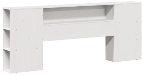 Tête de lit vidaXL en Bois Massif de pin Blanc 180 cm avec Rangement sur Pied