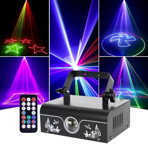 Bühnenstrahl-Effekt-Licht, DJ-Licht, Animation, Musik, Disco, LED, DMX512, Bühnen-Stroboskop-Beleuchtung, Soundaktivierte Party-Disco-Projektor-Lichter für Bar, Club, Bar, Hochzeit, Live-Show
