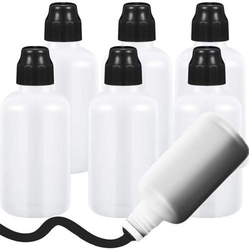 GGAUBAIFI 6Pcs Marker Bottle with Dauber Tip, 35ML Empty Paint Dabbers, Refillable Bottles Dauber Paint Graffiti Mop, Art Crafts Painting Supplies with Sponge Tip for Wooden Plastic, Black