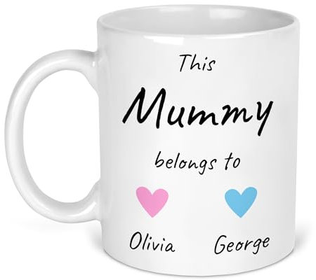 Personalised 'This Mummy Belongs To' Mug – Custom Name & Heart Design – Gift for Mum, Mother's Day, New Mum, Birthday, Baby Shower