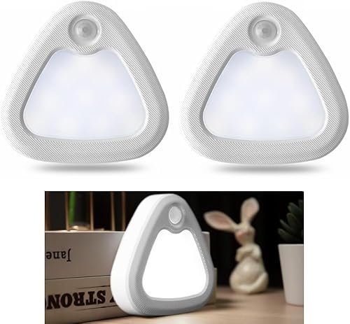 LED Motion Sensor Night Light, [2 Pack] Motion Sensor Lights Indoor by Battery Powered Cordless LED Lamp with Magnetic Base,3200K warm yellow LED light,Suitable for wardrobes, closets (White)