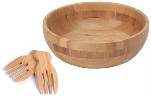 XUN-TAO Natural Bamboo Bowl - 20cm Diameter 8cm Height, Eco-Friendly Handcrafted Kitchenware for Fruits, Snacks, Serving | Durable & Lightweight Sustainable Design,salatschüssel