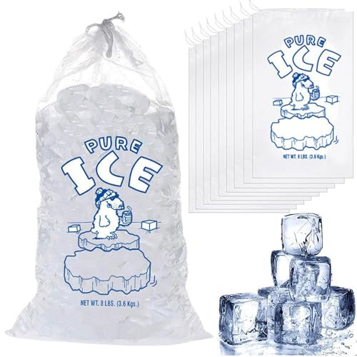 15PCS Ice Bags with Drawstring Reusable Ice Cube Bags, Ice Bags for Ice Cubes, Ice Cube Bags for Freezer, 10 Pack 8 Pound + 5 Pack 10 Pound Ice Bags for Home, Bar, and Event Use