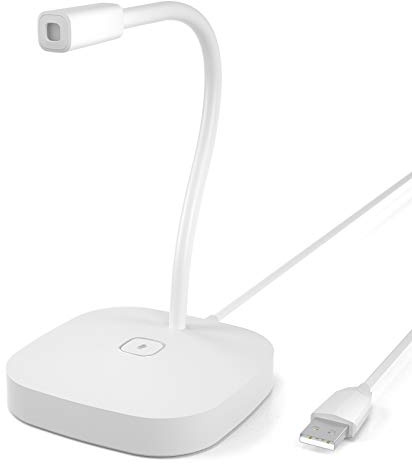 ACAGALA Desktop-Computermikrofon USB-Kabelmikrofon 360 Grad Omnidirektionales Kondensatormikrofon Verstellbarer Hals mit stummem Touch-Button Plug & Play für