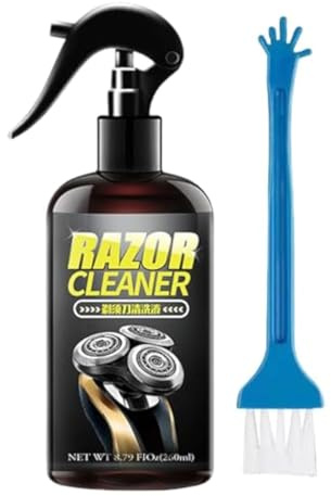 Universal Efficient Electric Razor Cleaner Spray, Shaver Cleaning Fluid, Cleaning Spray for Electric Shaving Razors, Clipper Cleaner with Brush for Hair Trimmers Shavers Cleaning, 260ML