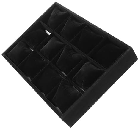 Yardenfun Uhrenablage Mit 12 Fächern Aus Samtigem Material Organizer Mit Armbandkissen Für Damen Und Herren Kompakte Schmuckaufbewahrung Für Schubladen Und Reise