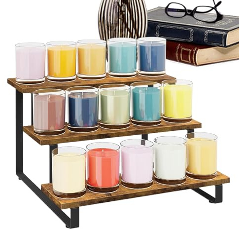 Étagère de Présentation en Bois, Support à Condiments en 3 Niveaux avec Bocaux, Présentoir De Vente Au Détail Droit Et Portable Pour Cuisine, Organisation D Événements, Marché, Foire, Restauration, Fe