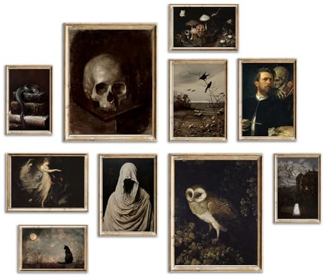 WINDVALE Vintage Gothic Poster 10er Set - Dunkle Akademie & Viktorianische Wandkunst Drucke - Ästhetische Galerie Dekor für Wohnzimmer, Arbeitszimmer, Flur oder Schlafzimmer