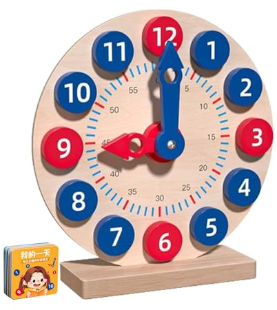 Lernhilfe für die Digitaluhr - Spielzeuguhr in Holzform mit Quiz und Musikaufhängungsmodus | Lehrt Kindern das Ablesen der Zeit, analoge Uhr,