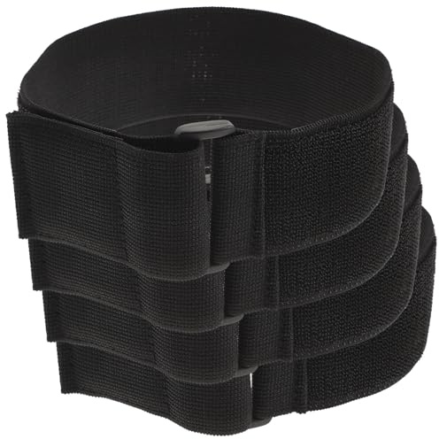 Alipis 4Pcs Elastic Hook and Loop Cinch Straps 50X500Mm, Adjustable Sports Arm Bands and Cable Management Ties, Multipurpose Elastic Binding for Luggage and Electronics Organizing