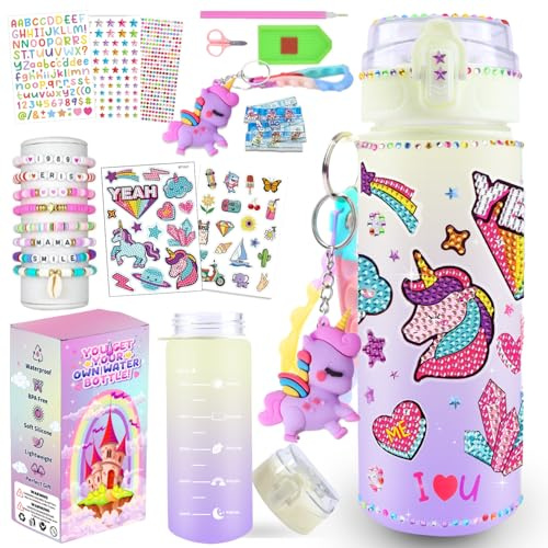 Sanilinwild DIY Water Bottle & Bracelet Kit for Girls 4-12, Gifts for Girls | DIY water bottle and bracelet kit lets girls create, decorate, and show off their own mermaid style.