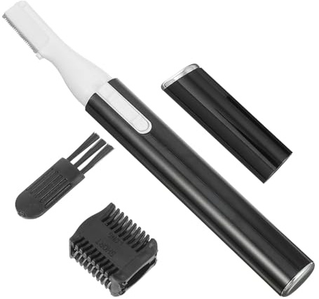 Elektrischer Augenbrauenrasierer aus Aluminium, 1 Satz, Schwarz | Augenbrauenkamm und Bürste Enthalten, für Gesicht und Lippen, Kompakt für Kosmetiktasche und Tasche