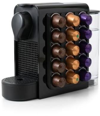 Coffee Pod Holder for Nespresso OriginalLine Capsules - Space Saving Stick-On Capsule Organizer Dispenser - Compatible with Pixie, Essenza Mini, Inissia, Citiz (BLACK)