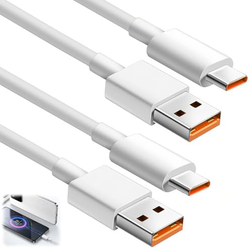 Zynqo 2 pcs 120W USB C Charger Cable, 6A Turbo Charging USB Type C Charger Cable, for Xiaomi 17 15T 15 14T 13T 12T, POCO X8 F8 M8 X7 M7 X6 M6 X5 Pro for Redmi Note 15/14/13/12/11/10, 2M (for17 15T)