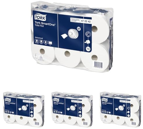 Tork SmartOne Toilet Paper White T8, Advanced, 2-ply, 6 x 1.150 sheets, 472242 (Pack of 4)