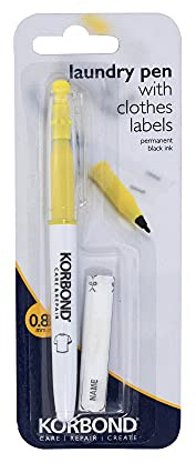 Korbond Laundry Pen with Clothes/Name Labels - 110022, Black