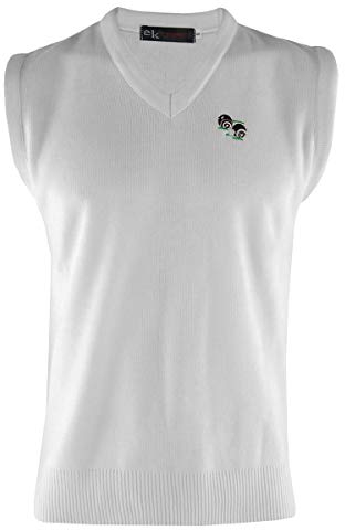 EK Bowls Lawn Bowling Knitted Sleeveless Jumper Tank Top White