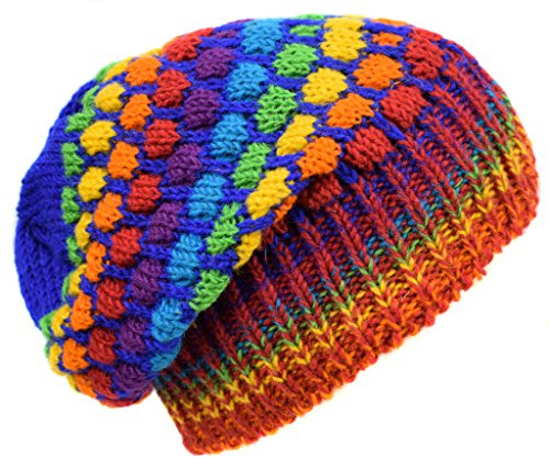 Gheri Wolle Gestrickt Vlies Gefüttert Mehrfarbig Mütze Hüte B