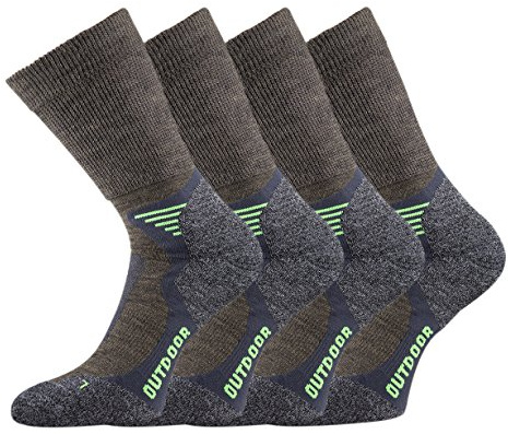 TippTexx 24 2/4 Paar unisex Wandersocken,Trekkingsocken mit Merinowolle (35/38, Grau/Grün 4 Paar)