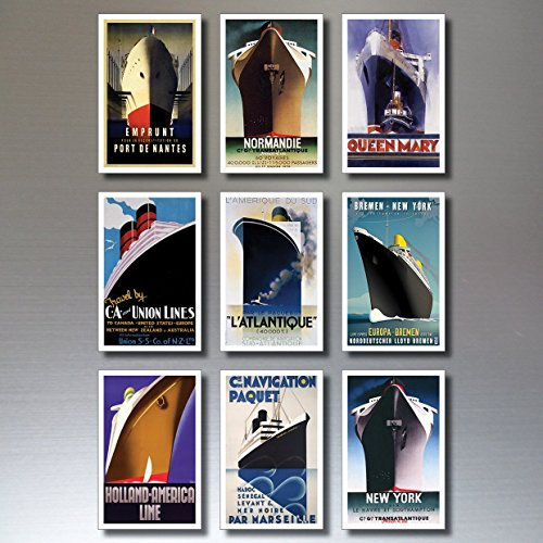 9 Vintage Retro Atlantic Liner Poster Schiff Kühlschrankmagnete Shabby, Chic, Art Deco ...