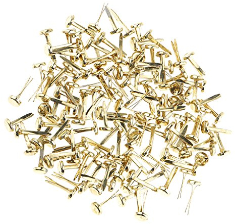 Sharplace 200er Set Mini Drahtstifte Mini Brads Rundkopf-Klammern Musterklammern für Papier Bastelarbeiten Scrapbooking, Gold, 8mm