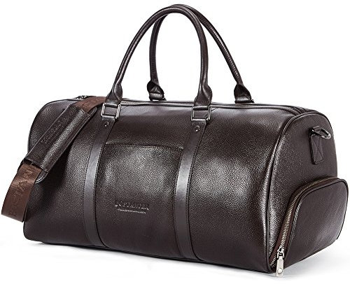 BOSTANTEN Herren/Damen XL Reisetasche echt Ledertasche Weekendertasche Handgepäck Umhängetasche Wochenende Sporttasche Freizeittasche Kaffee